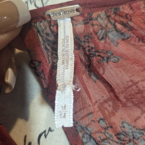 Free People Rust Floral Long Sleeve Dress - Picture 9 of 9